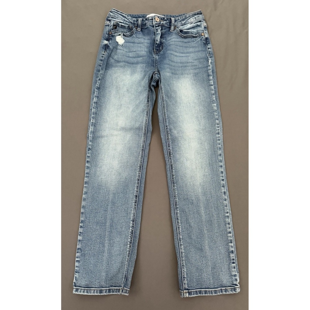 KanCan Jeans Womens Size 27 Blue Mid Rise Straight Leg Distressed Stretch
